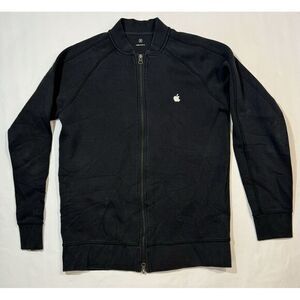 Apple Sweatshirt Men's M Black Employee Full‎ Zip Up Sweater Bomber Jacket D9